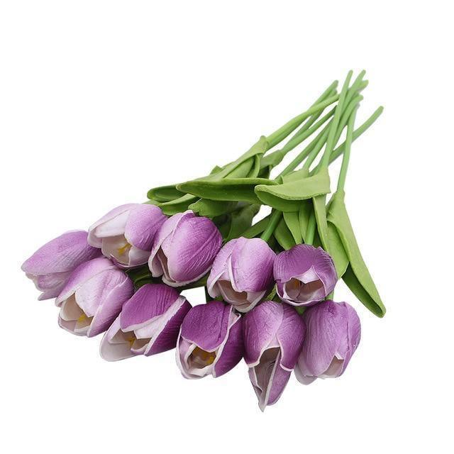 10-Piece Faux Tulips Artificial Flowers