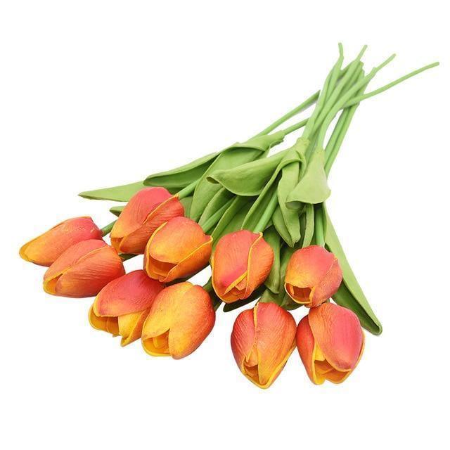 10-Piece Faux Tulips Artificial Flowers