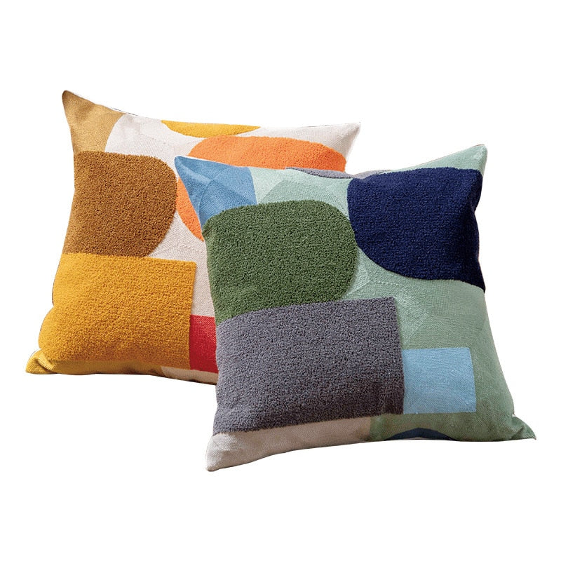 Sunny Geometric Flocked Pillow Covers