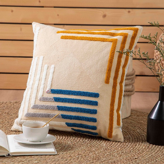 Sunny Geometric Flocked Pillow Covers