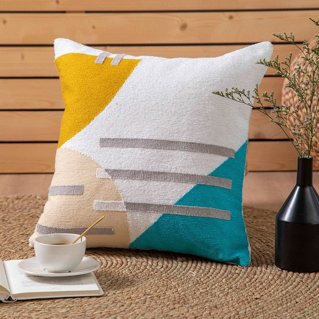 Sunny Geometric Flocked Pillow Covers