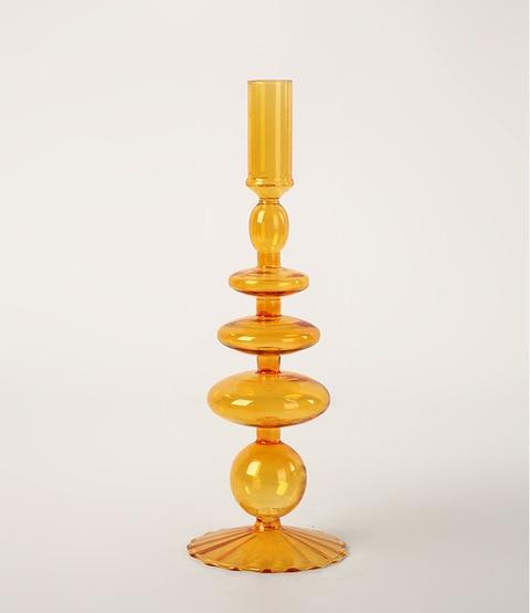 Orange Blown Glass Candle holders