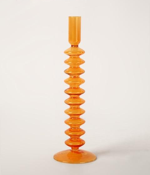 Orange Blown Glass Candle holders