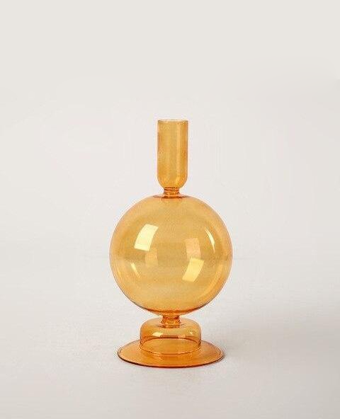 Orange Blown Glass Candle holders