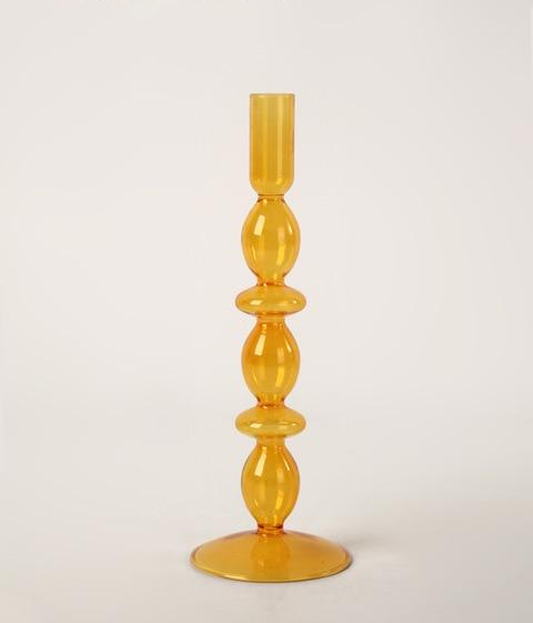 Orange Blown Glass Candle holders