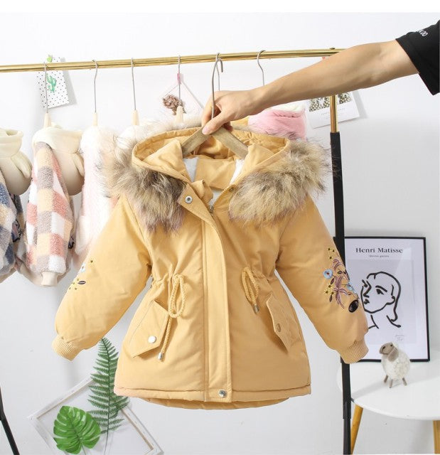 Manteau d'hiver pour fille avec capuche en fourrure