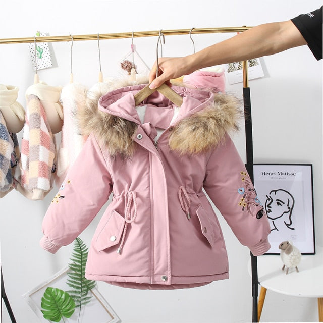 Manteau d'hiver pour fille avec capuche en fourrure