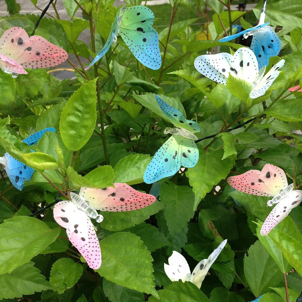 Luces LED de cadena de mariposas con energía solar