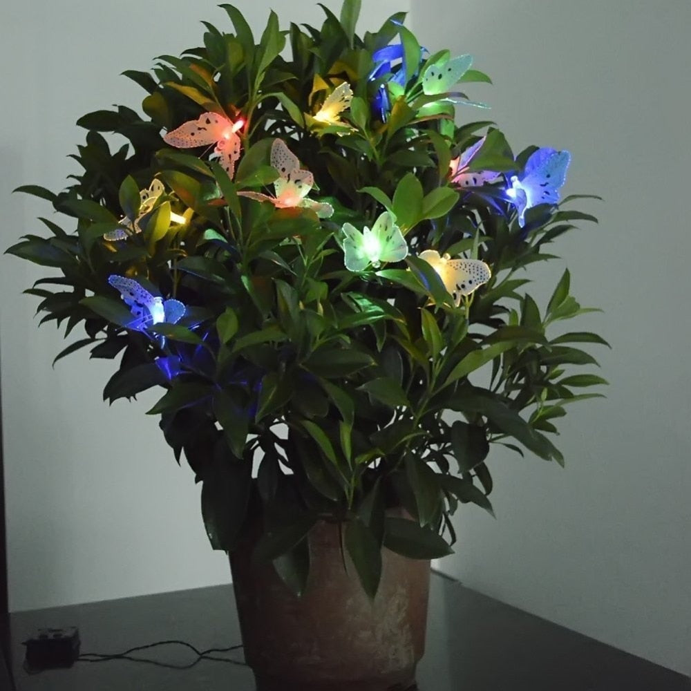 Luces LED de cadena de mariposas con energía solar