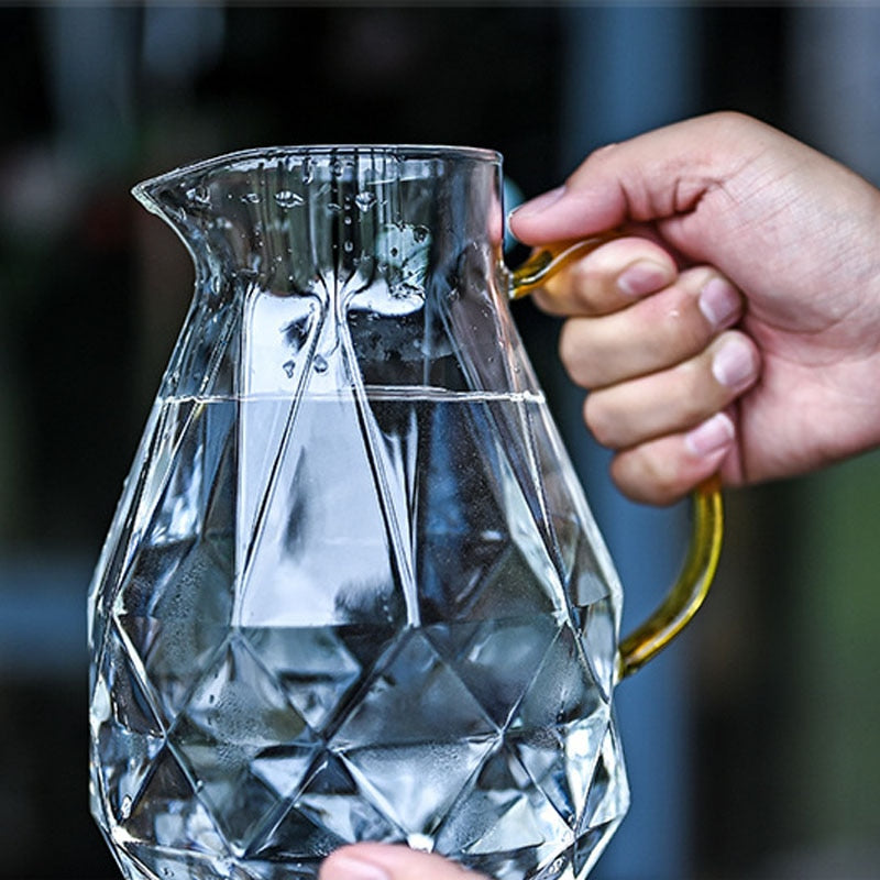 Textured Diamond Borosilicate Glass Teapot Set