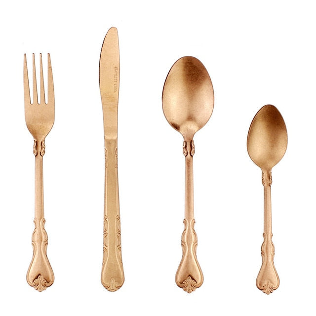 Antique Vintage Matte 4-Piece Cutlery Set