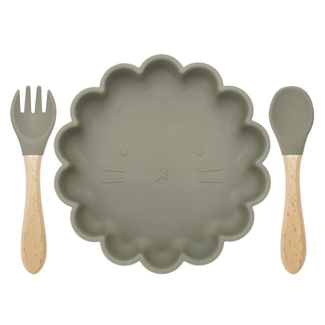 Silicon Plate, Fork & Spoon Set for children