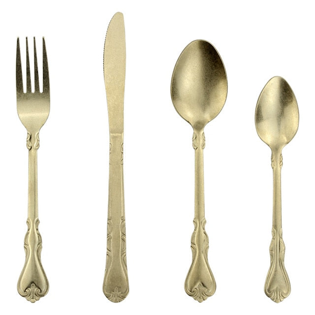 Antique Vintage Matte 4-Piece Cutlery Set