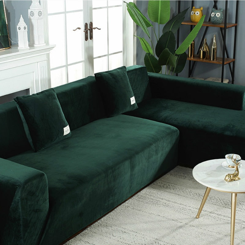 Plush Velvet Sofa Slipcover for L-Shaped & Sectional Sofas