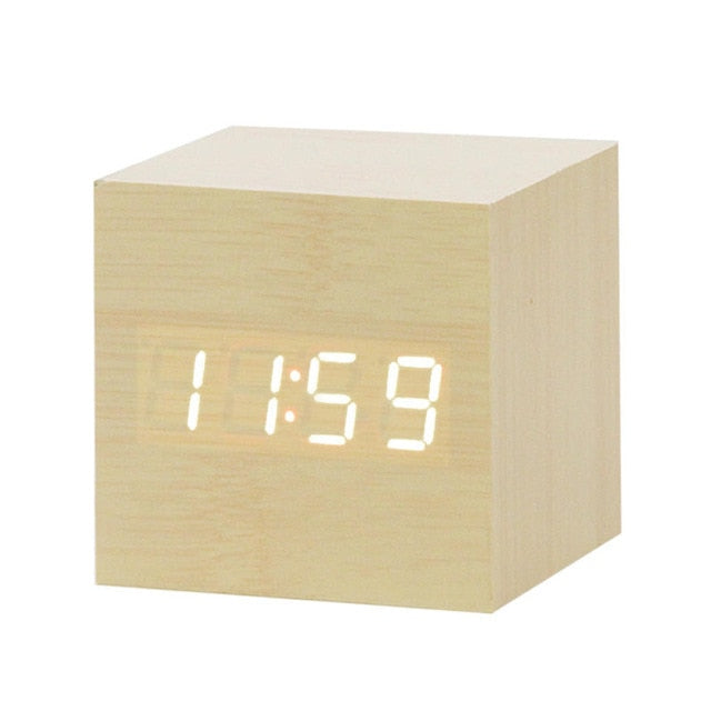 Nordisk röststyrd LED-väckarklocka – USB-laddningsbar, modern design med ljus display