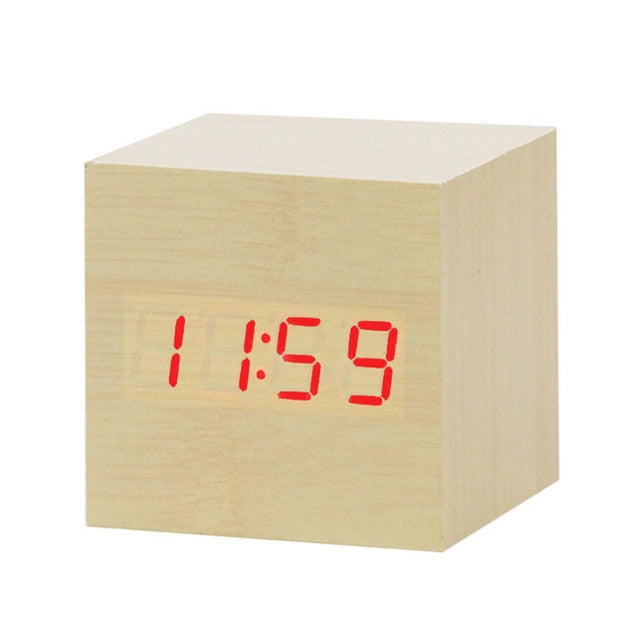 Nordisk röststyrd LED-väckarklocka – USB-laddningsbar, modern design med ljus display