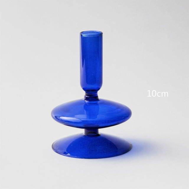 Bougeoirs en verre soufflé cobalt