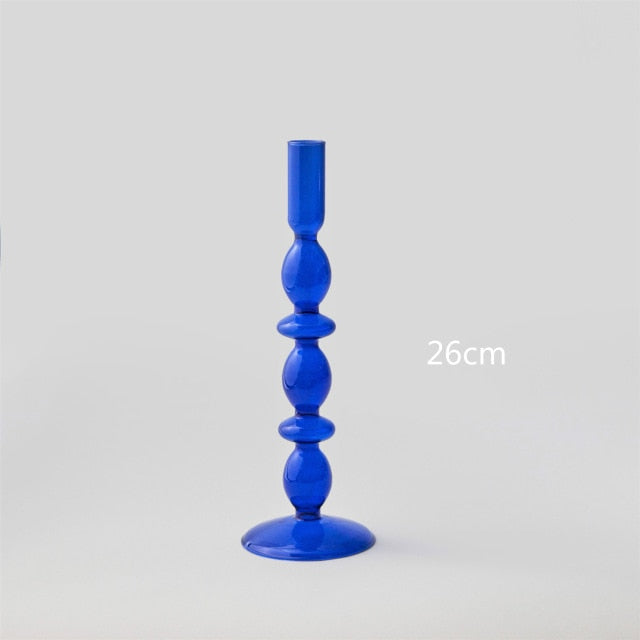 Bougeoirs en verre soufflé cobalt