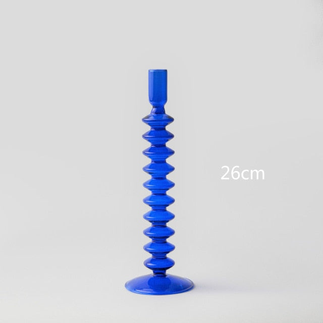 Cobalt Blown Glass Candle Holders