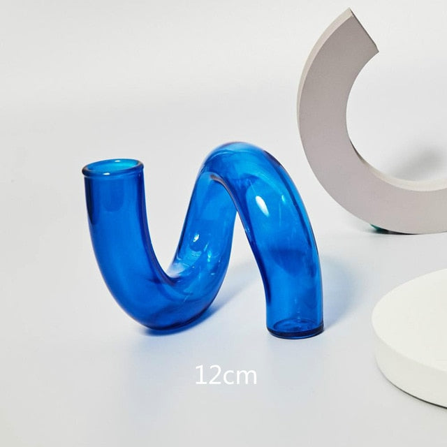 Cobalt Blown Glass Candle Holders