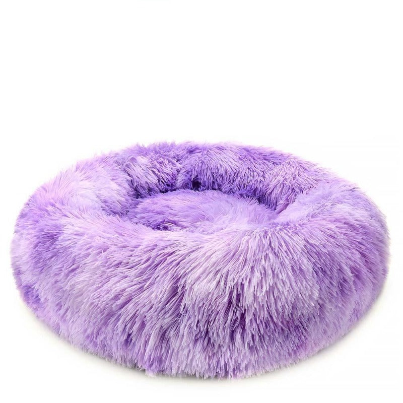 Round Rainbow Extra Plush Calming Donut Dog Beds