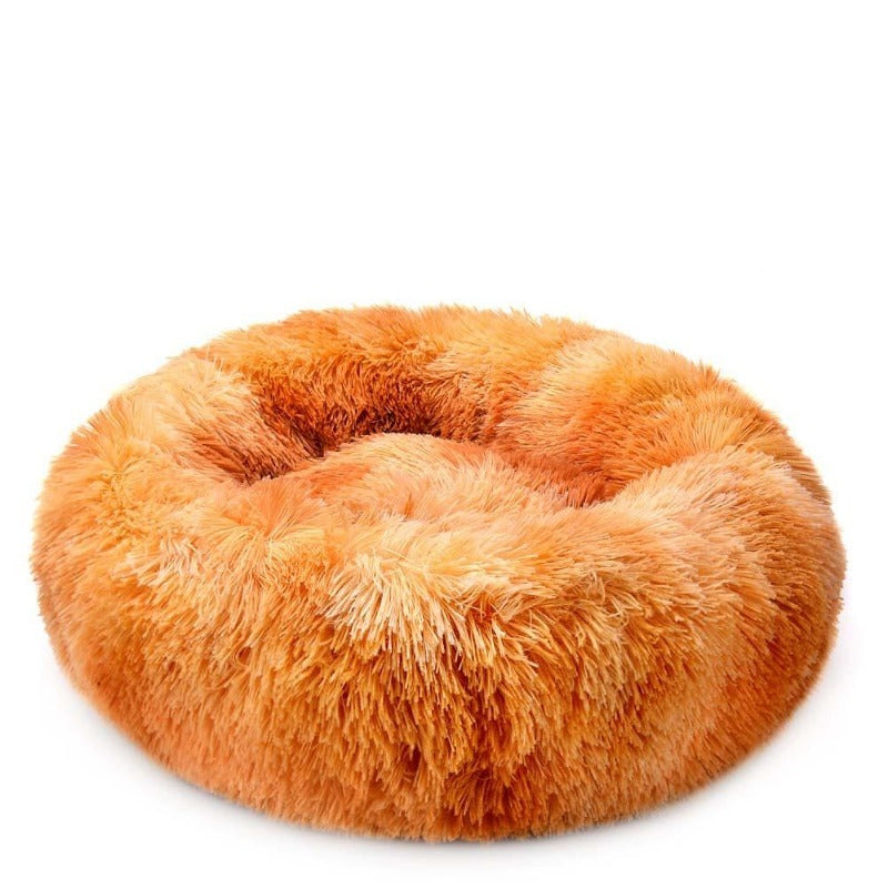 Round Rainbow Extra Plush Calming Donut Dog Beds