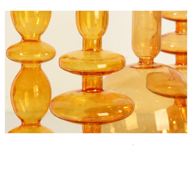 Orange Blown Glass Candle holders