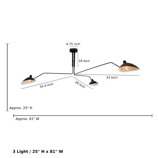 Luz de teto com braço rotativo Serge