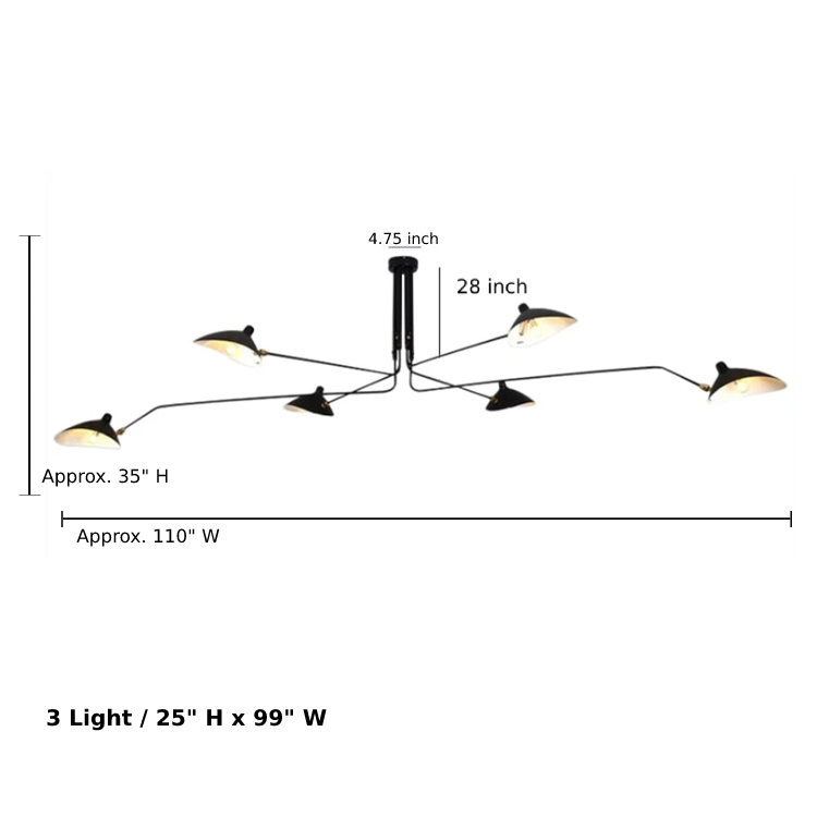 Luz de teto com braço rotativo Serge