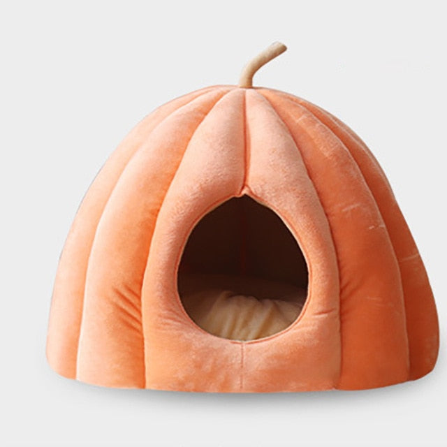 Pumpkin Cat Cave with Removable Cat Bed Cushion