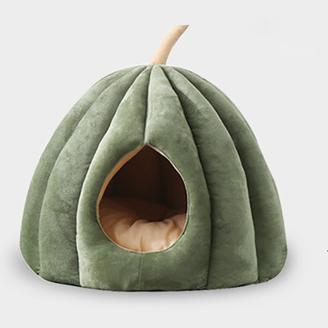 Pumpkin Cat Cave with Removable Cat Bed Cushion