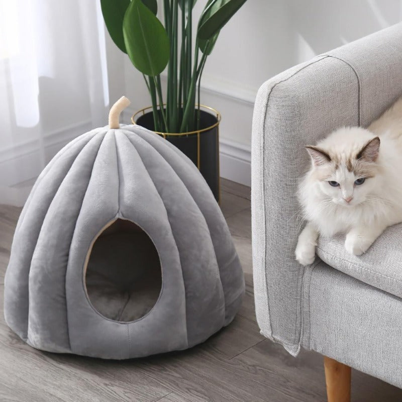 Pumpkin Cat Cave with Removable Cat Bed Cushion