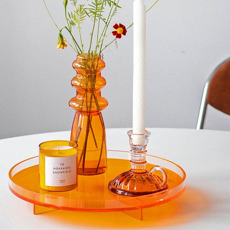 Retro Orange Round Acrylic Tray Organizer