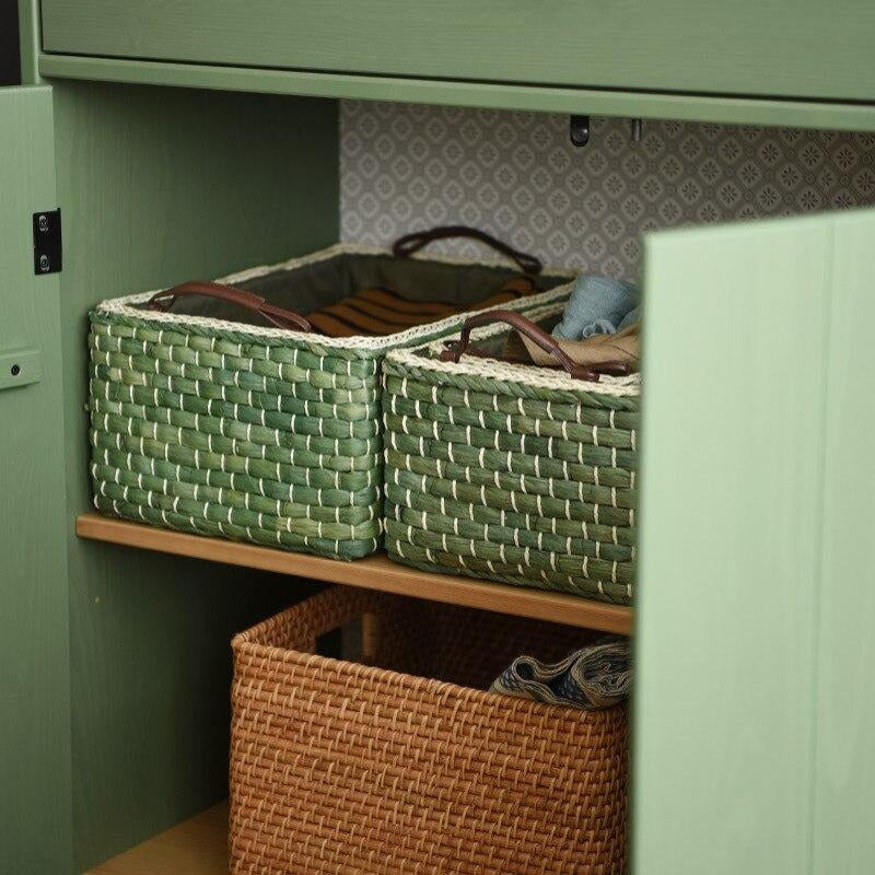 Green Farmhouse Woven Storage Baskets