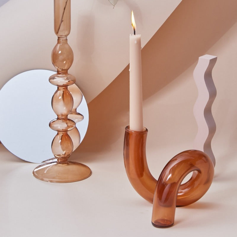 Autumn Glass Taper Candle Holder & Vase Collection