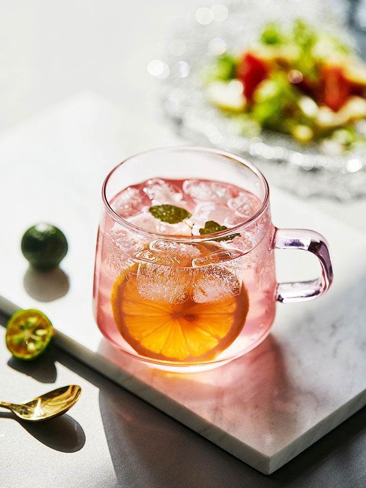 Colored Glass Tea Cup With Saucer