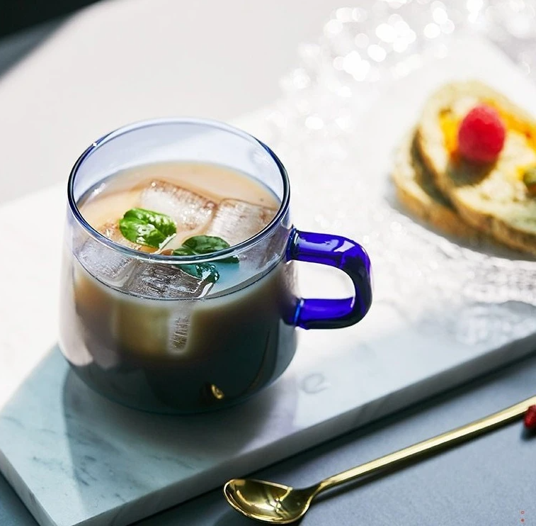 Colored Glass Tea Cup With Saucer