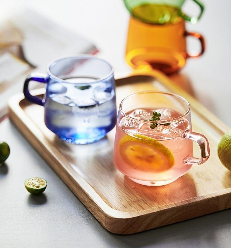 Colored Glass Tea Cup With Saucer