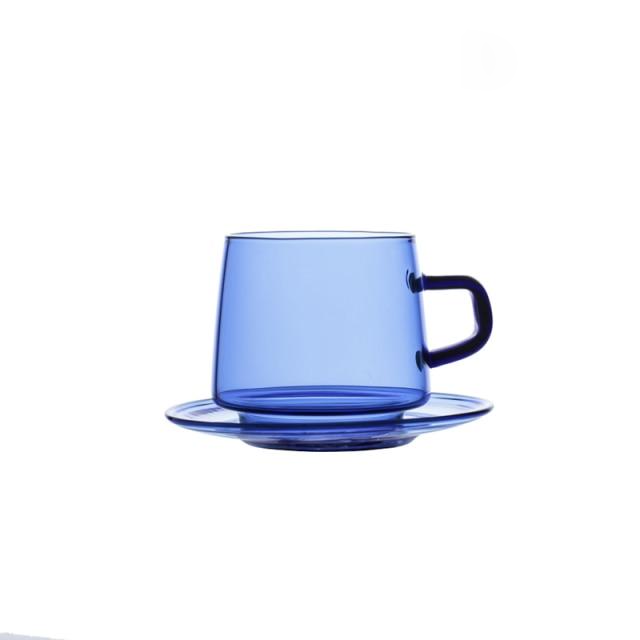 Colored Glass Tea Cup With Saucer