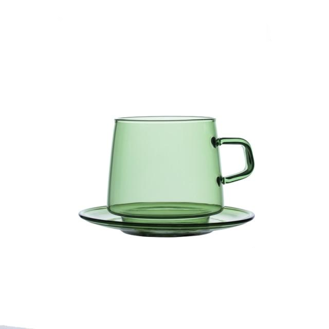 Colored Glass Tea Cup With Saucer