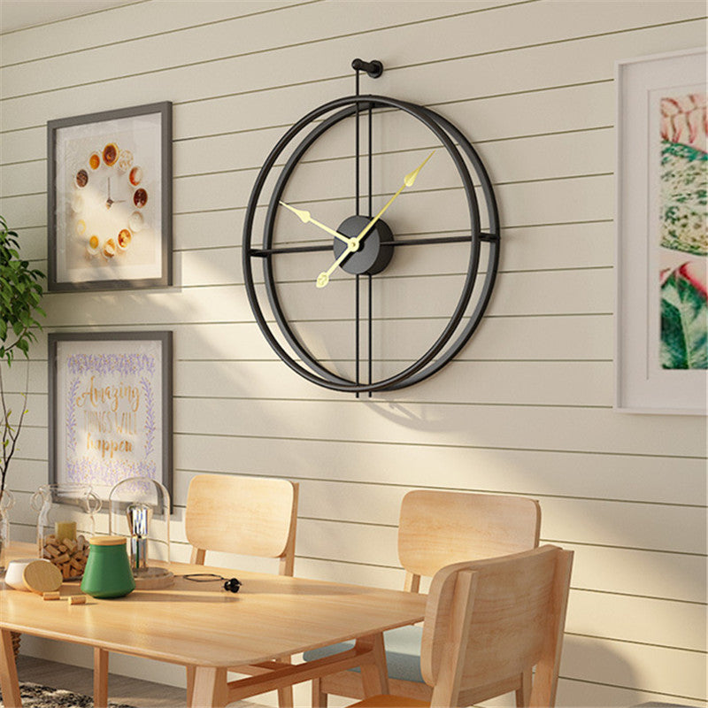 Black Minimalist Metal Wall Clock Large