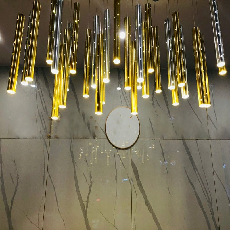 Sparkling Long Cylindrical Chandelier