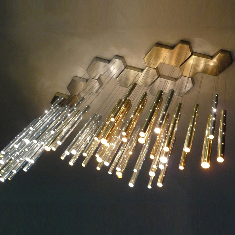 Sparkling Long Cylindrical Chandelier