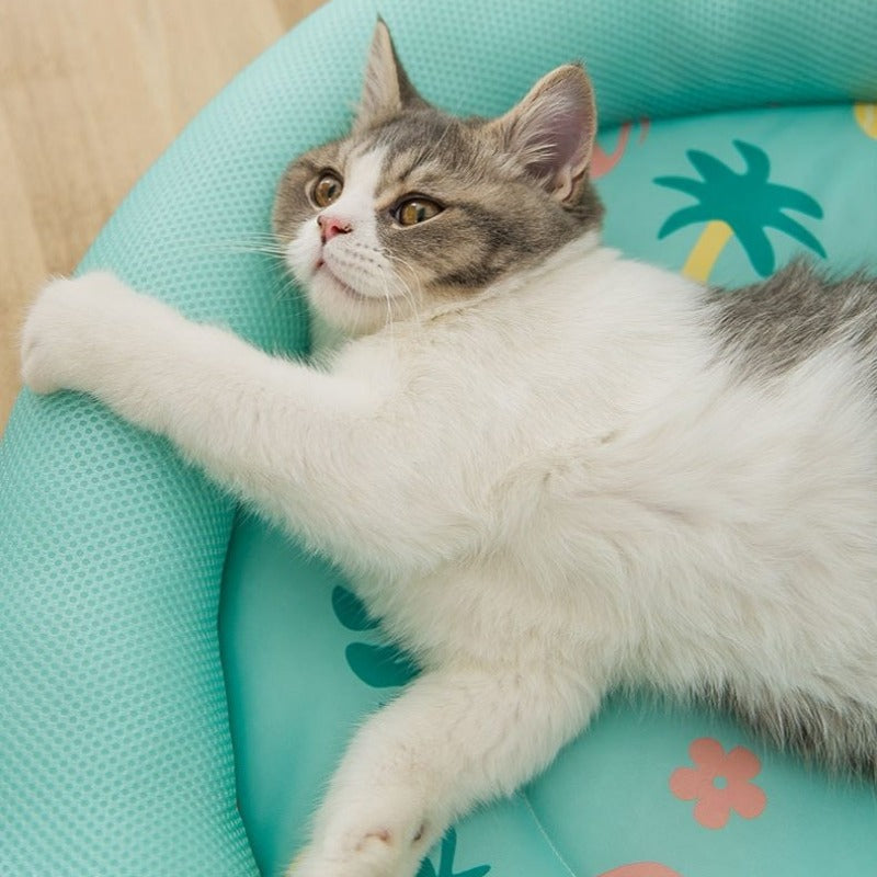 Tropical Summer Round Cat Cooling Mat