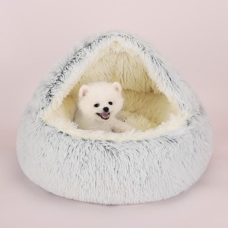 Round Plush Calming Dog/Cat Cave Bed