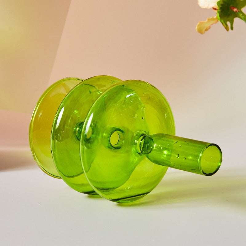 Green Grass Glass Candle Holders