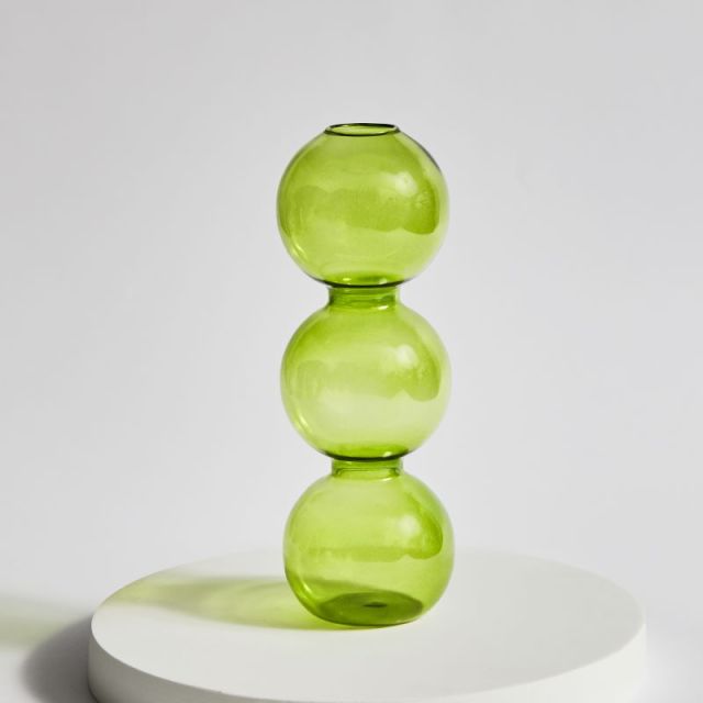 Green Grass Glass Candle Holders