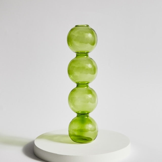 Green Grass Glass Candle Holders