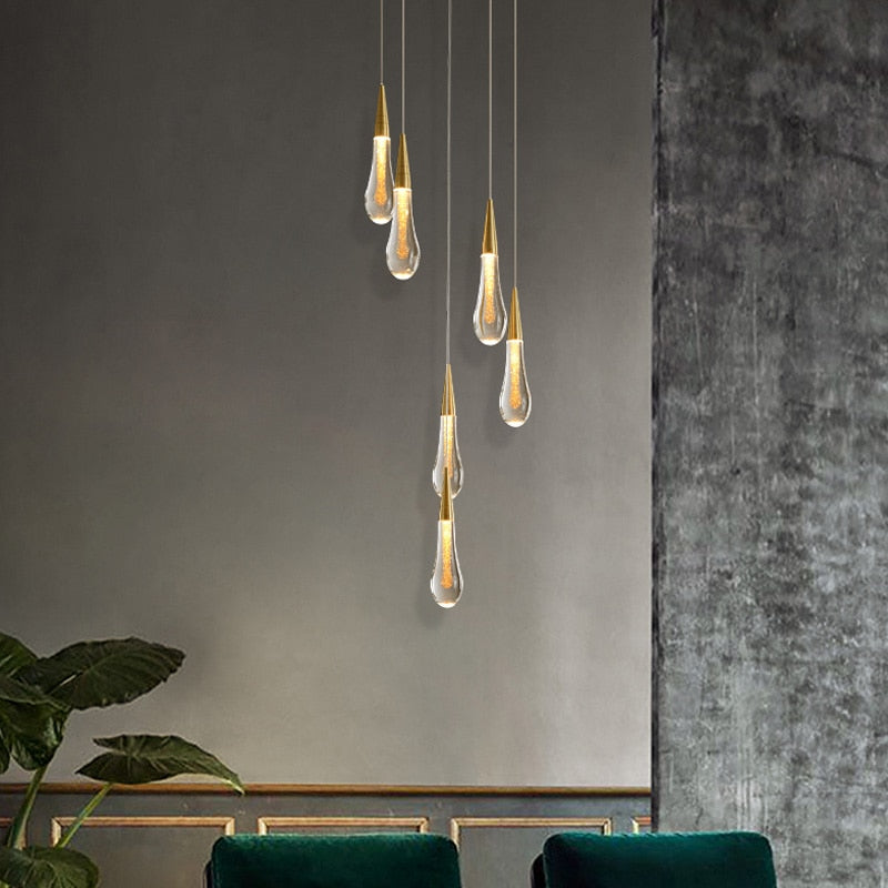 Waterdrop Fire Crystal Pendant Light