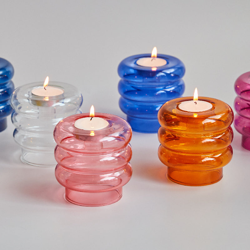 Abstract Centerpiece Glass Taper Candlestick and Tealight Candle Holders